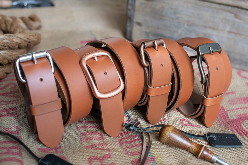 The Pioneer: Pull - Up Full Grain Buffalo Leather Belt - English Tan - 1.5" - TheBeltShoppe.com