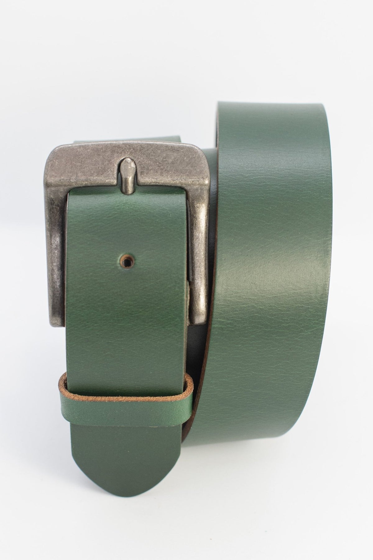 The Pioneer: Pull-Up Full Grain Buffalo Leather Belt - Green - 1.5" - TheBeltShoppe.com