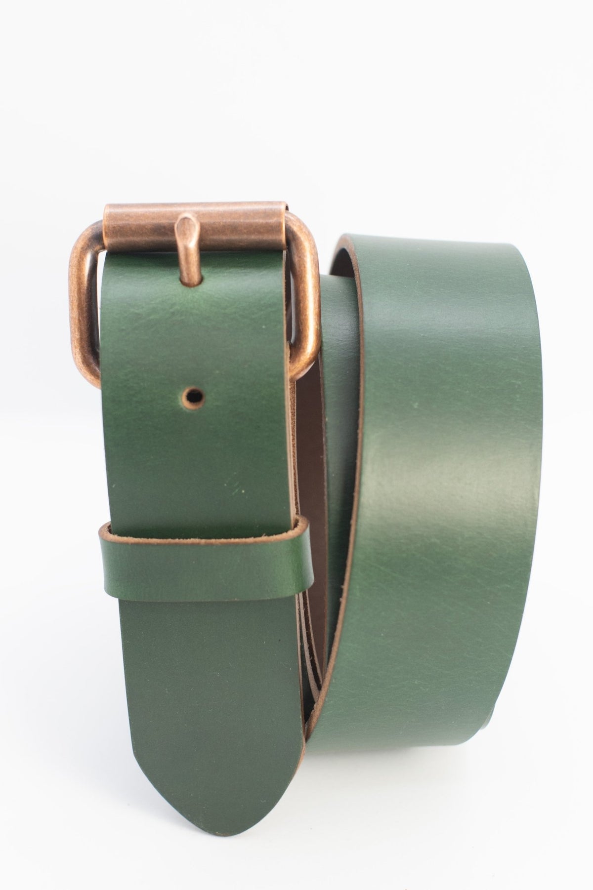 The Pioneer: Pull-Up Full Grain Buffalo Leather Belt - Green - 1.5" - TheBeltShoppe.com
