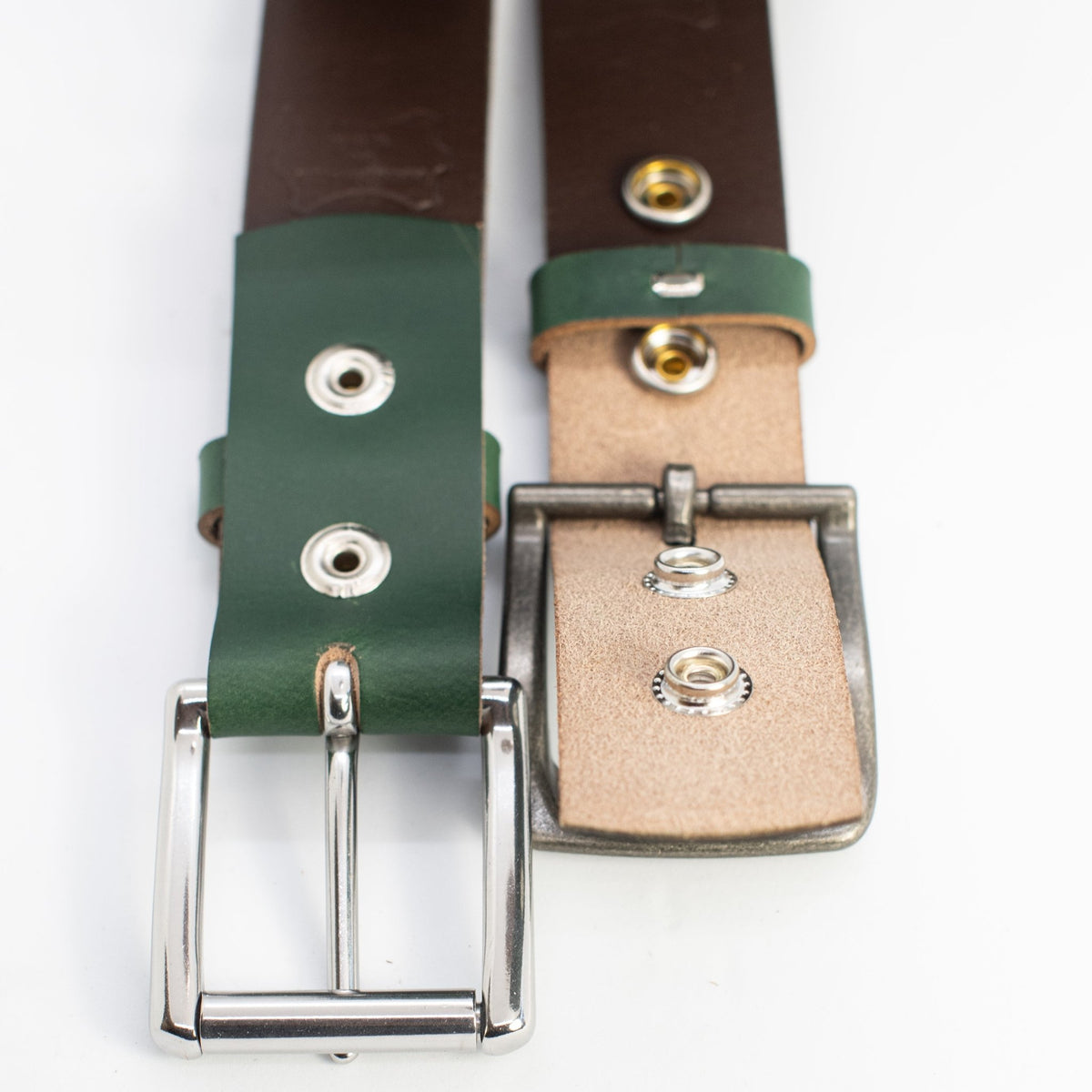The Pioneer: Pull-Up Full Grain Buffalo Leather Belt - Green - 1.5" - TheBeltShoppe.com
