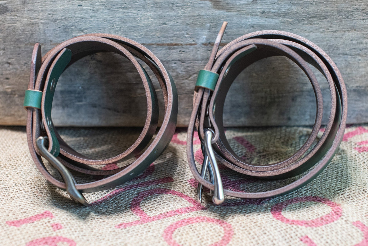 The Pioneer: Pull-Up Full Grain Buffalo Leather Belt - Green - 1.5" - TheBeltShoppe.com