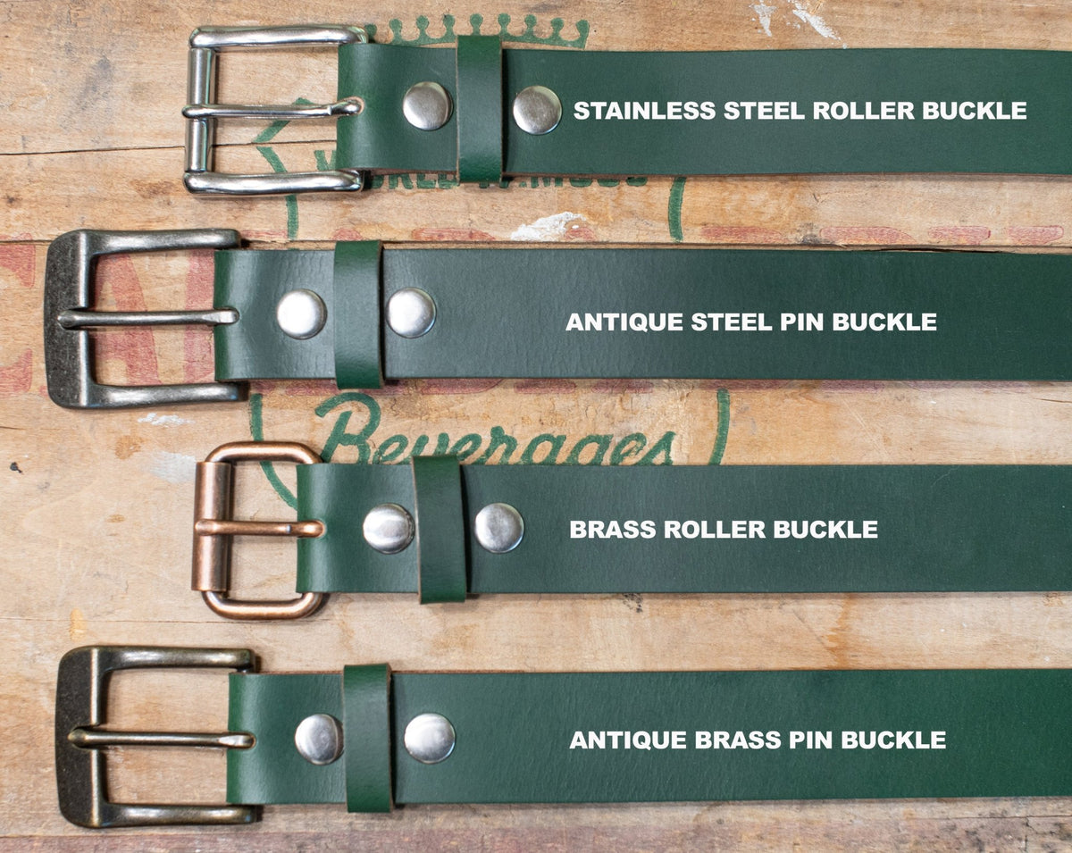 The Pioneer: Pull-Up Full Grain Buffalo Leather Belt - Green - 1.5" - TheBeltShoppe.com