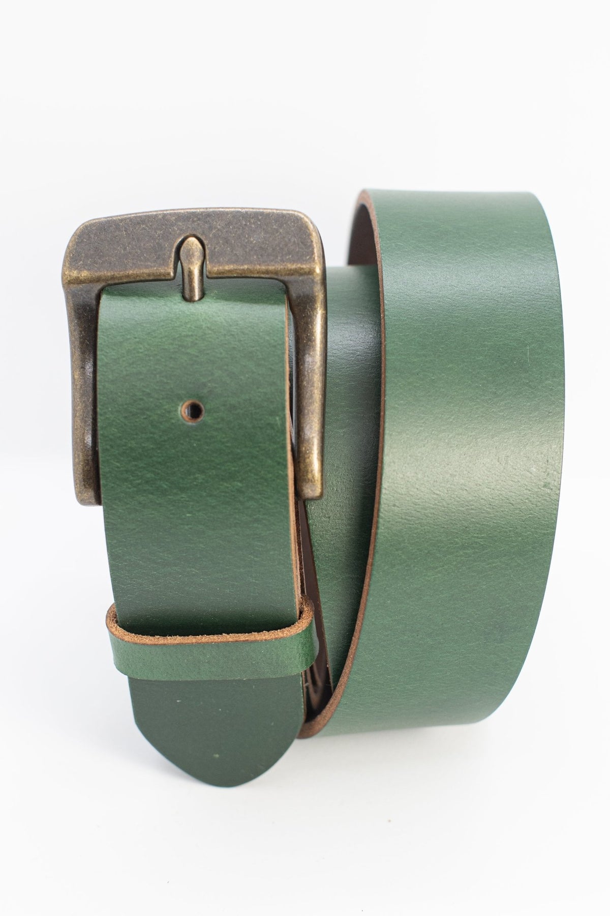 The Pioneer: Pull-Up Full Grain Buffalo Leather Belt - Green - 1.5" - TheBeltShoppe.com