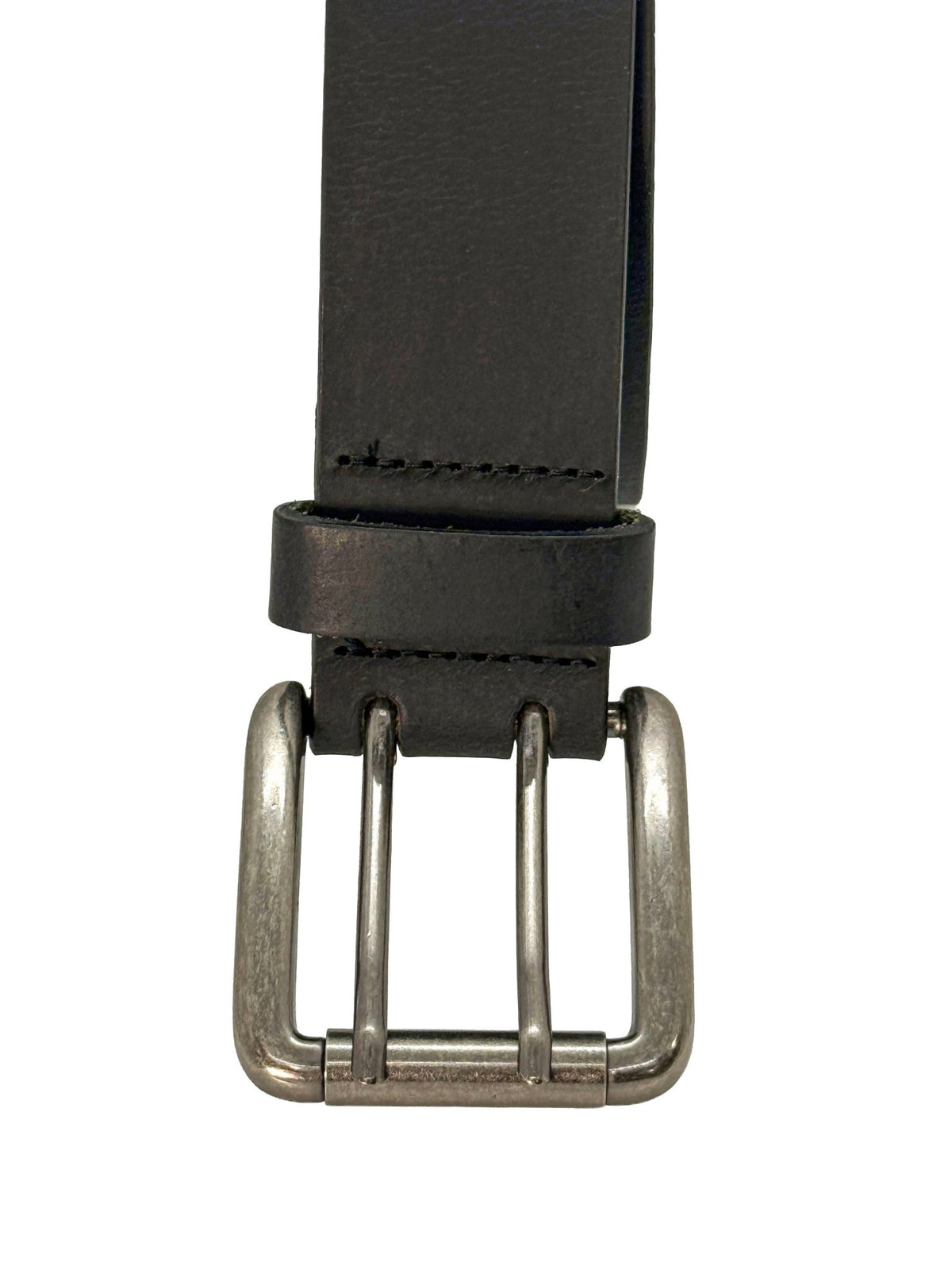 The Pueblo: Black Double Prong Leather Belt, Full Grain Buffalo - 1.5" - Made in USA - TheBeltShoppe.com