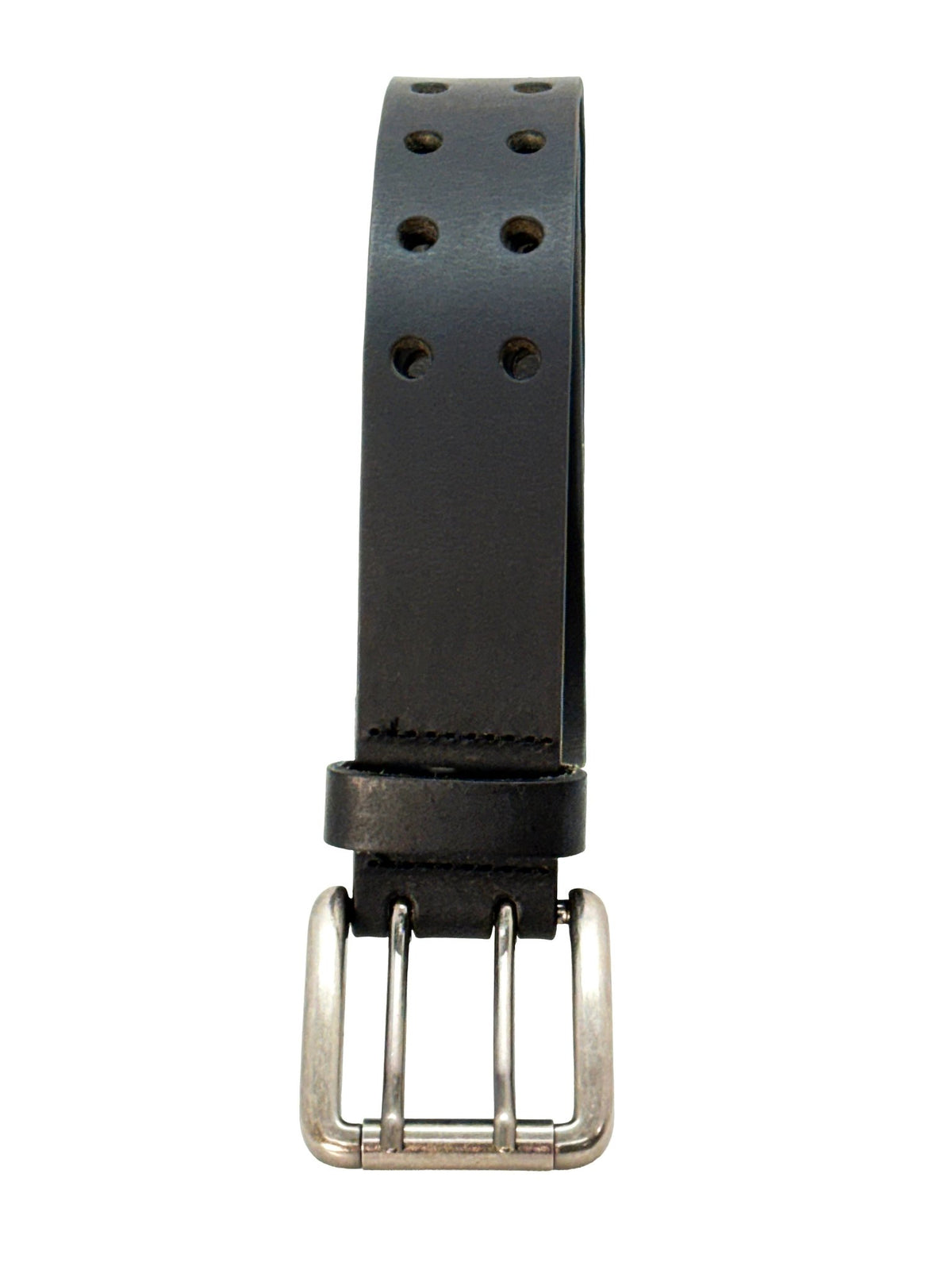 The Pueblo: Black Double Prong Leather Belt, Full Grain Buffalo - 1.5" - Made in USA - TheBeltShoppe.com