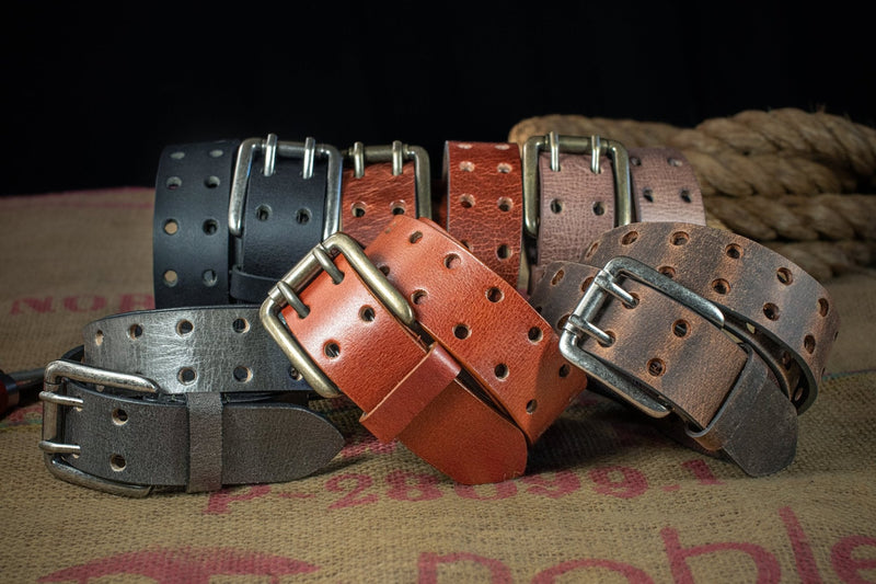 The Pueblo: Double Prong Full Grain Buffalo Leather Belt - 1.5" - TheBeltShoppe.com