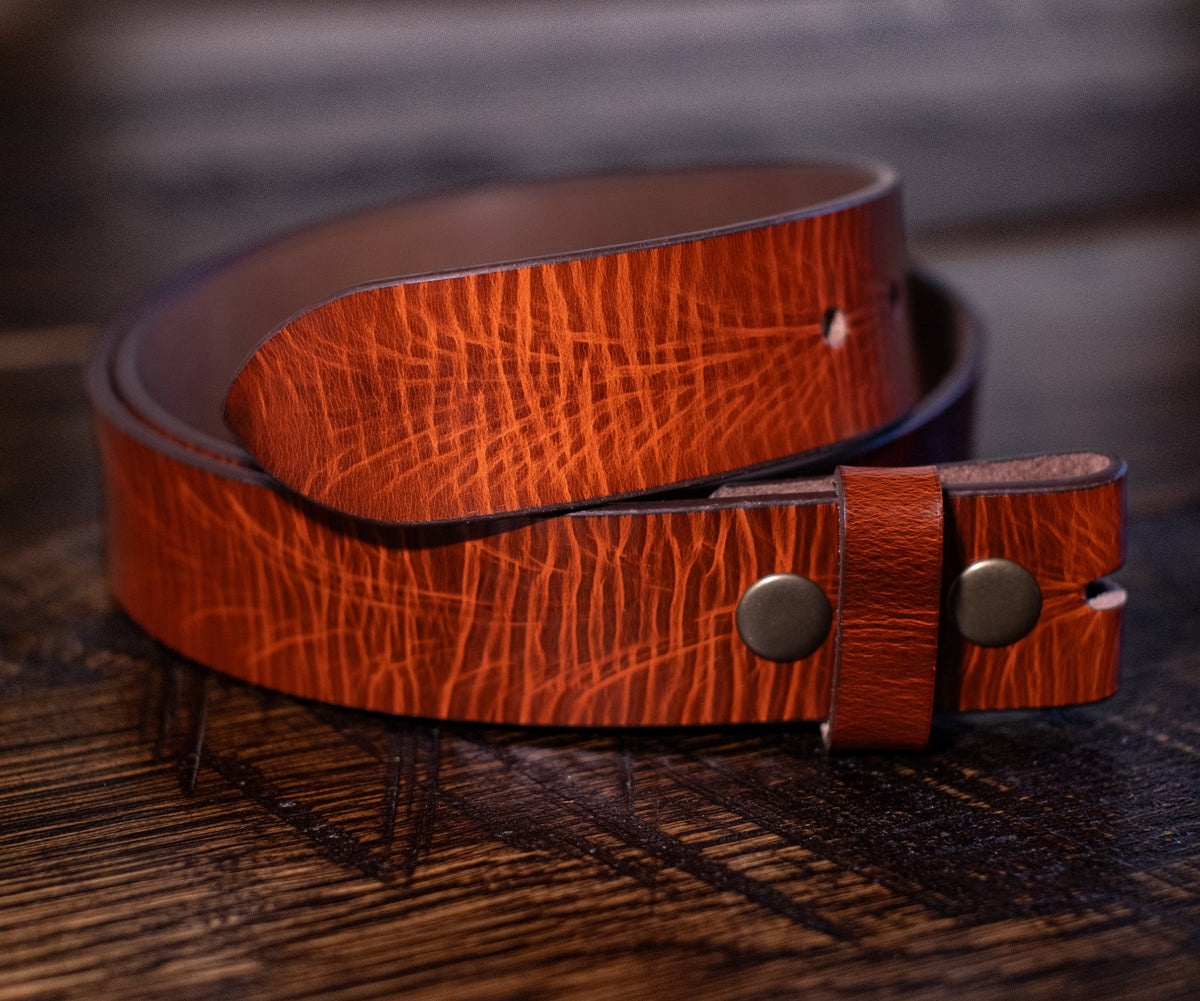The Red Rock: Distressed Glazed Aniline Leather Belt Strap - 1.5" - TheBeltShoppe.com