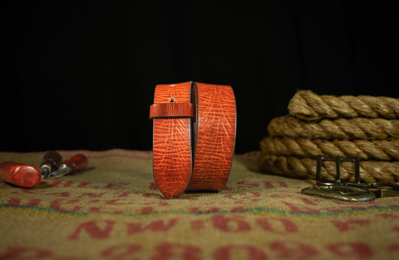The Red Rock: Distressed Glazed Aniline Leather Belt Strap - 1.5" - TheBeltShoppe.com