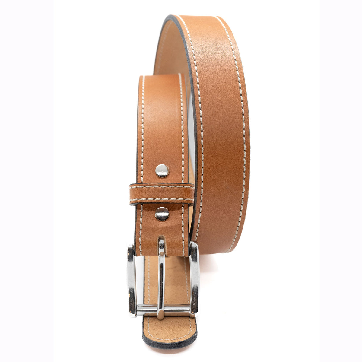 The Rustler: Tan Stitched Heavy Duty Leather Belt - Made by Amish - 1.5" - TheBeltShoppe.com