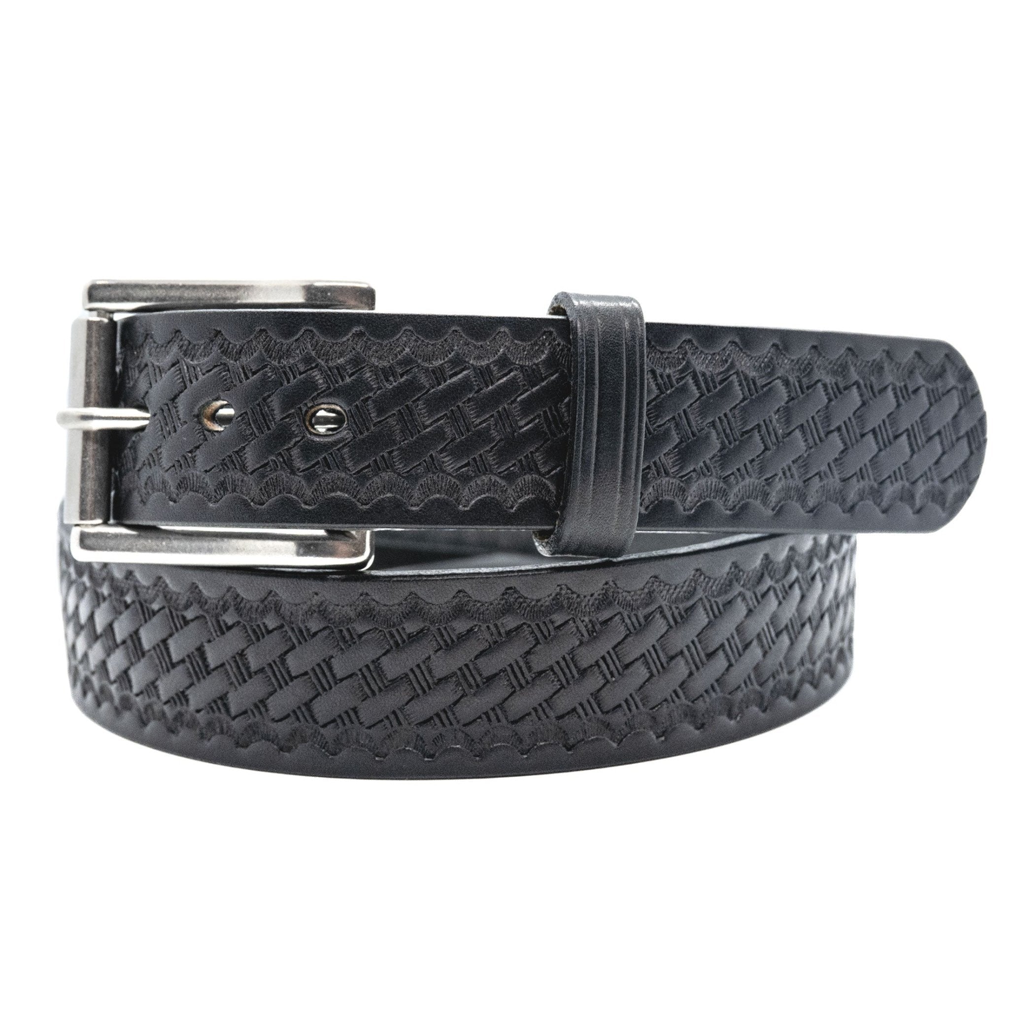 Amish Made Basketweave Leather Belt Black 1.5