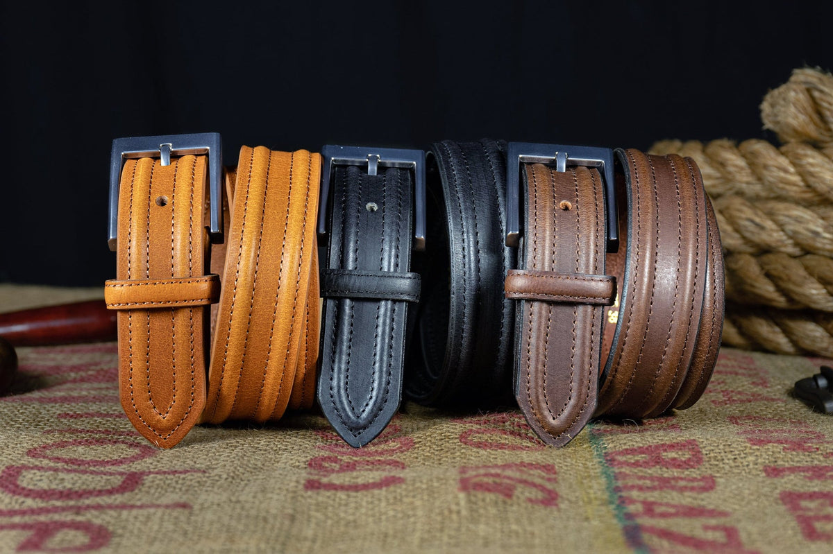 The Stanley: Raised Ridge Buffalo Leather Belt - 1.25" - TheBeltShoppe.com