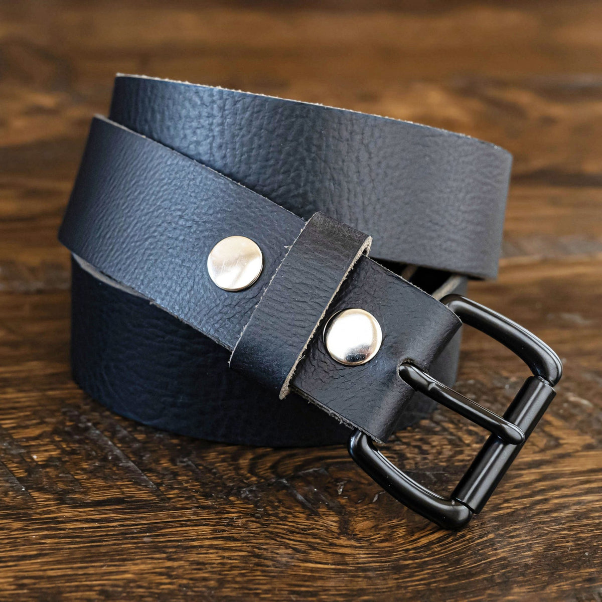 The Summit: 1.5" Milled Full Grain Buffalo Leather Belt w/ Roller Buckle - TheBeltShoppe.com