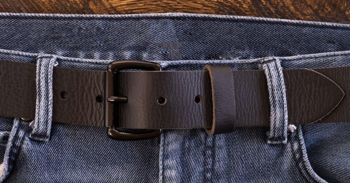 The Summit: 1.5" Milled Full Grain Buffalo Leather Belt w/ Roller Buckle - TheBeltShoppe.com