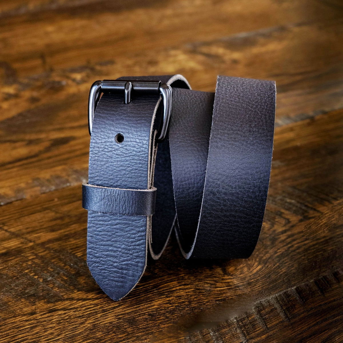 The Summit: 1.5" Milled Full Grain Buffalo Leather Belt w/ Roller Buckle - TheBeltShoppe.com