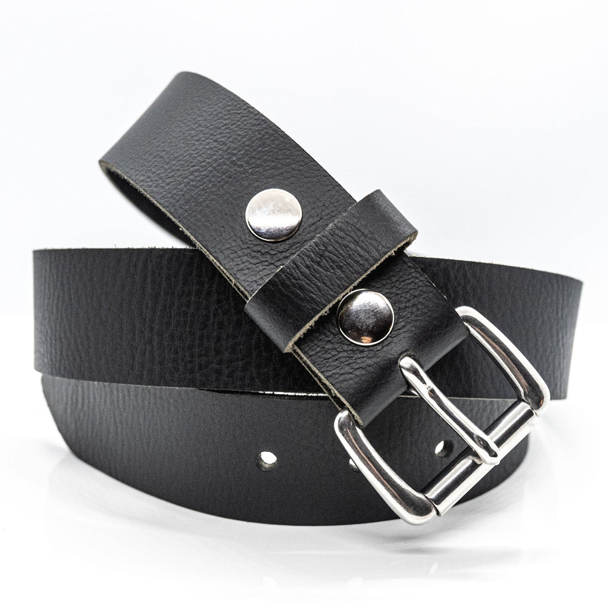 The Summit: 1.5" Milled Full Grain Buffalo Leather Belt w/ Roller Buckle - TheBeltShoppe.com