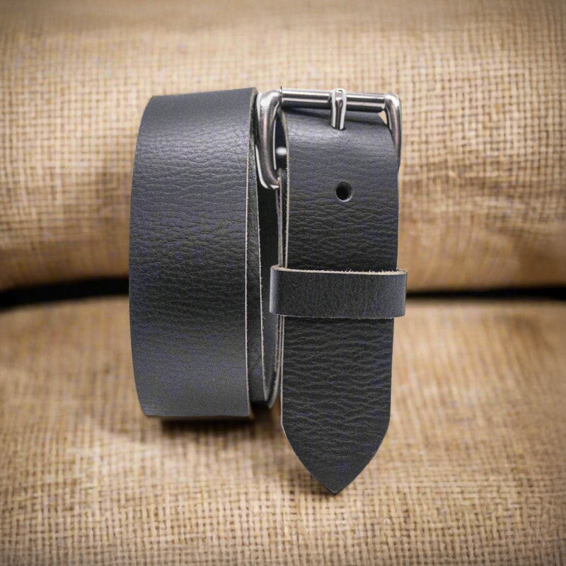 The Summit: 1.5" Milled Full Grain Buffalo Leather Belt w/ Roller Buckle - TheBeltShoppe.com