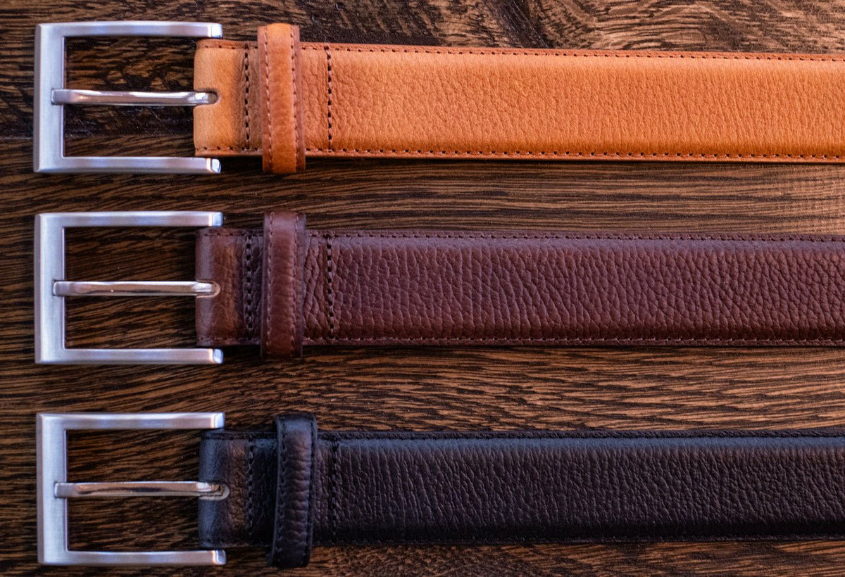 The Vail: Pebble Grain Buffalo Leather Belt - 1.25" - TheBeltShoppe.com