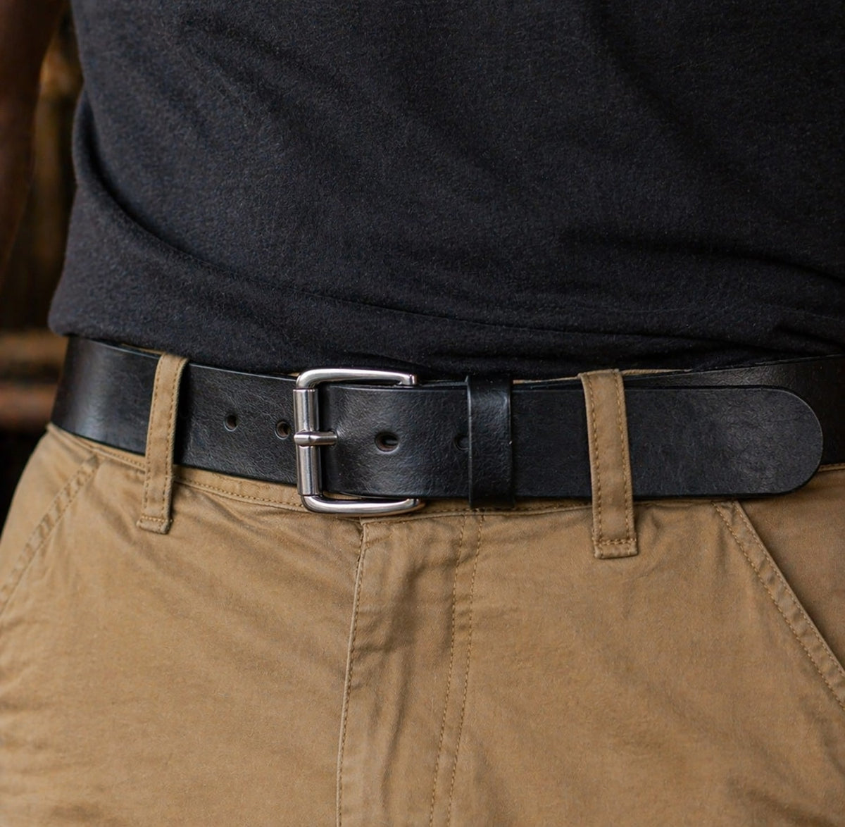 The Workhorse: Max Thickness Harness Black Leather Belt - 1.5" - TheBeltShoppe.com
