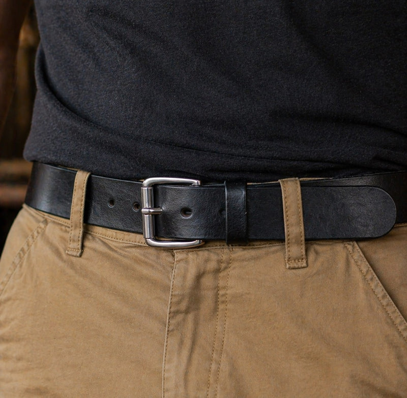The Workhorse: Max Thickness Harness Black Leather Belt - 1.5" - TheBeltShoppe.com