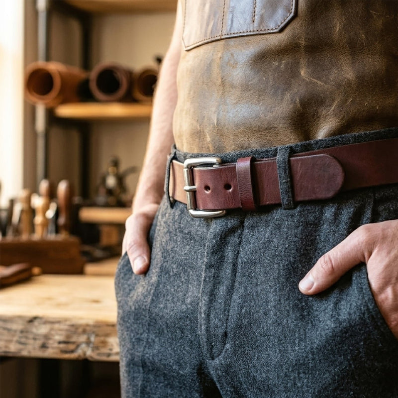 The Workhorse: Max Thickness Harness Brown Leather Belt - 1.5" - TheBeltShoppe.com