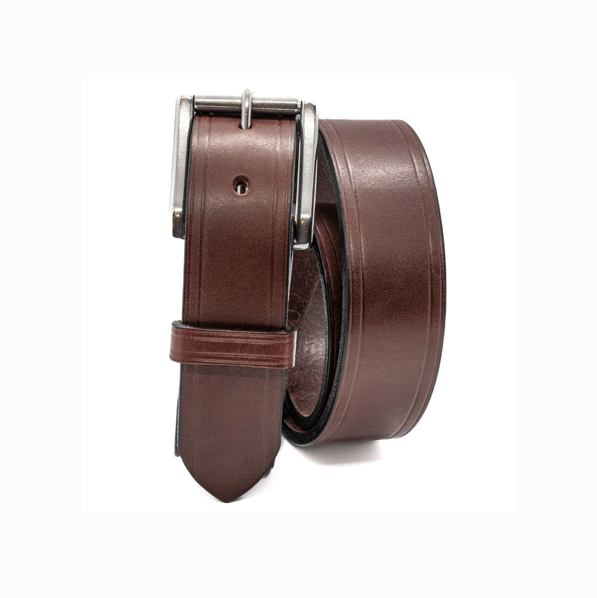 The Wrangler: Brown Creased Edge Heavy Duty Leather Belt - 1.5" - TheBeltShoppe.com