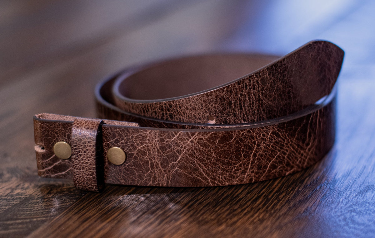 The Yeti: Glazed Finish Buffalo Leather Belt Strap - 1.5" - TheBeltShoppe.com