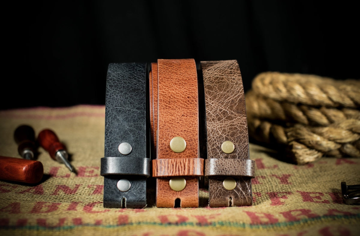 The Yeti: Glazed Finish Buffalo Leather Belt Strap - 1.5" - TheBeltShoppe.com