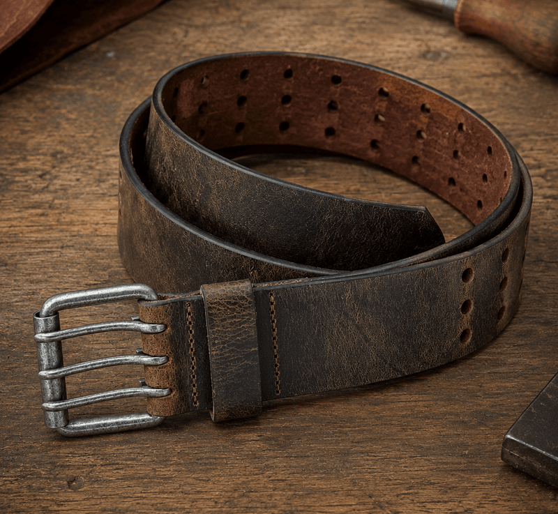 Triple Prong Leather Belt - Crazy Horse Brown - TheBeltShoppe.com