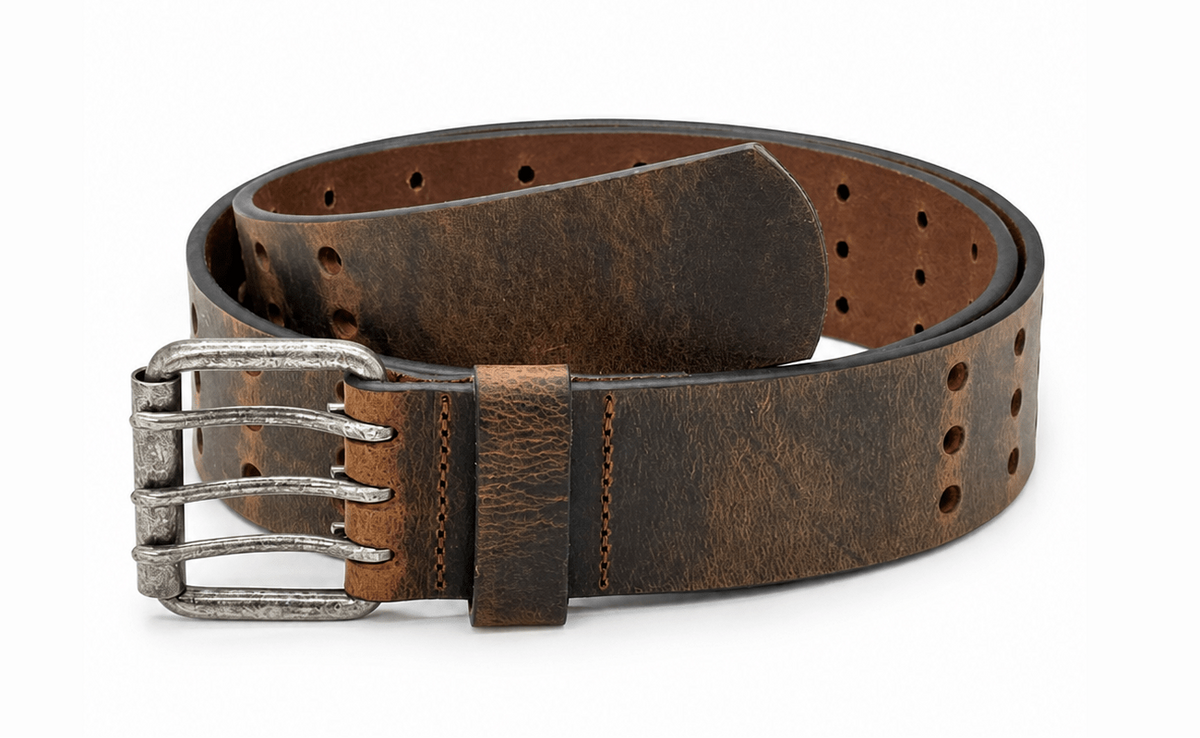 Triple Prong Leather Belt - Crazy Horse Brown - TheBeltShoppe.com