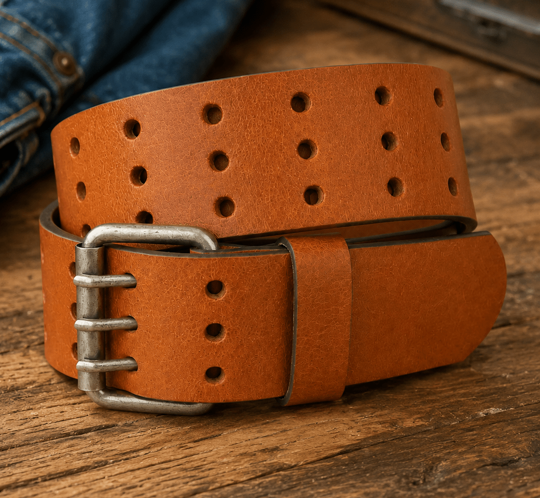 Triple Prong Leather Belt - Crazy Horse Tan - TheBeltShoppe.com