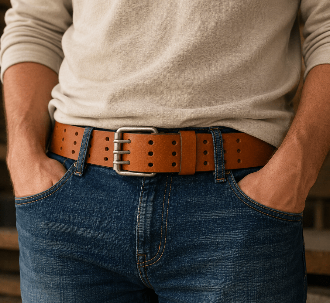 Triple Prong Leather Belt - Crazy Horse Tan - TheBeltShoppe.com