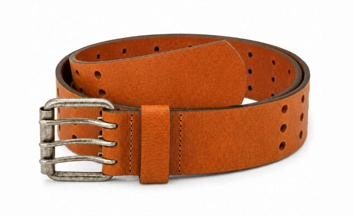 Triple Prong Leather Belt - Tan