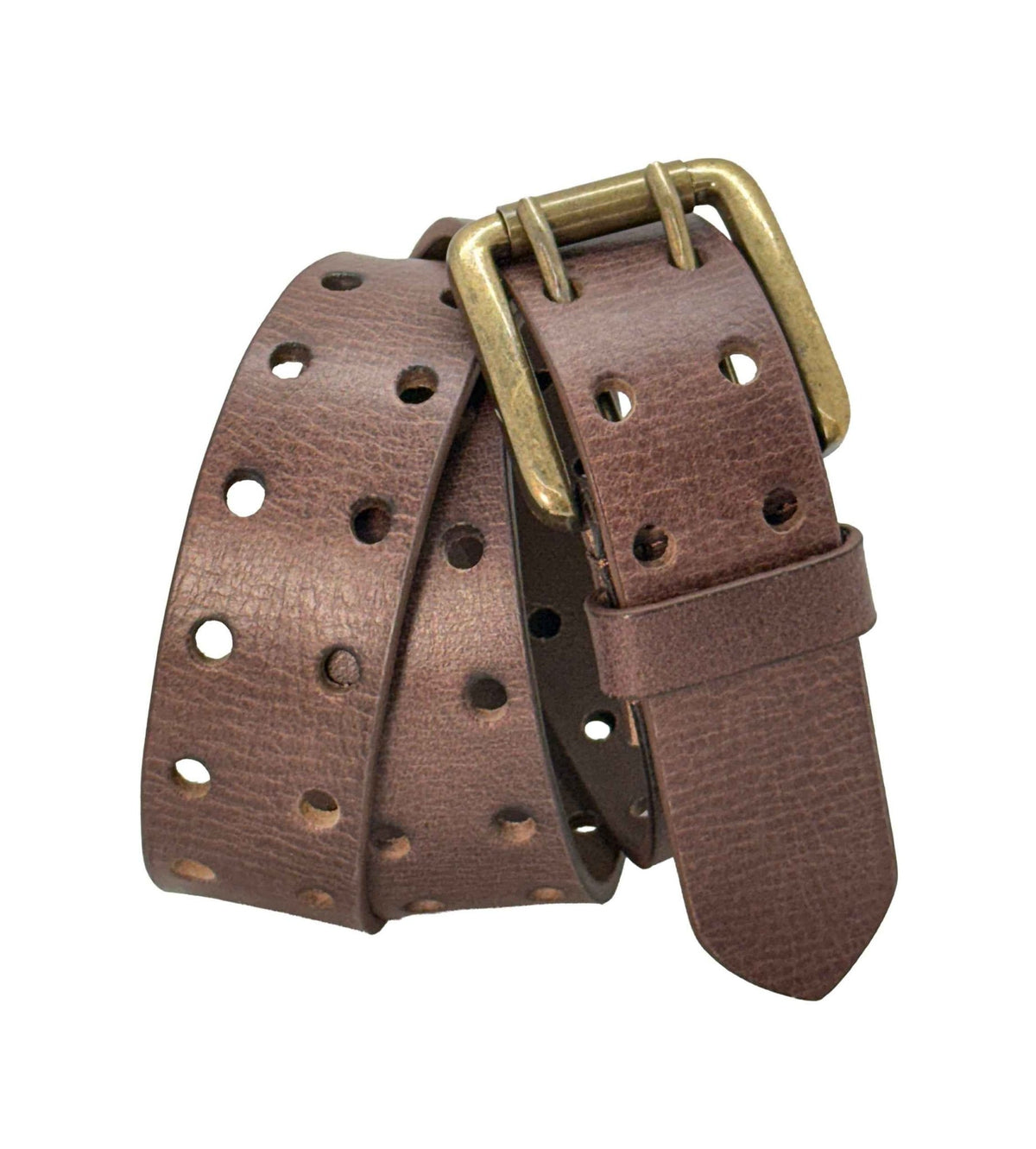 Vintage Brown Double Prong Leather Belt, Full Grain Buffalo - 1.5" - TheBeltShoppe.com