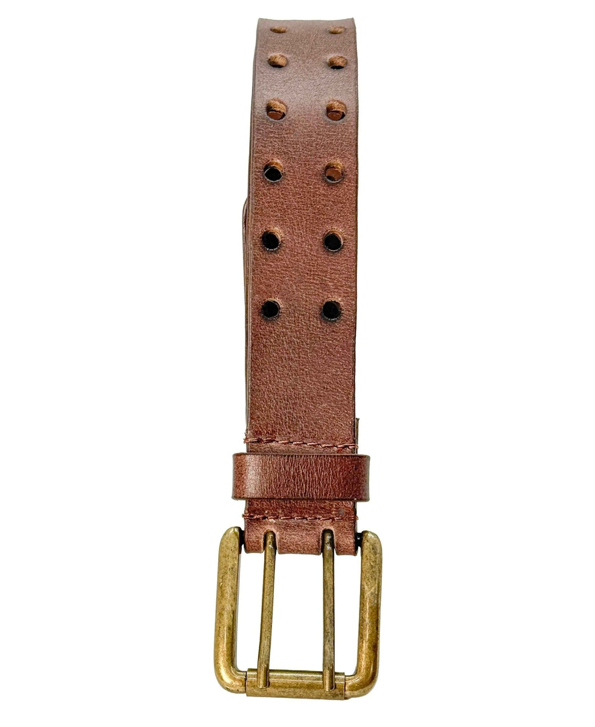 Vintage Brown Double Prong Leather Belt, Full Grain Buffalo - 1.5" - TheBeltShoppe.com