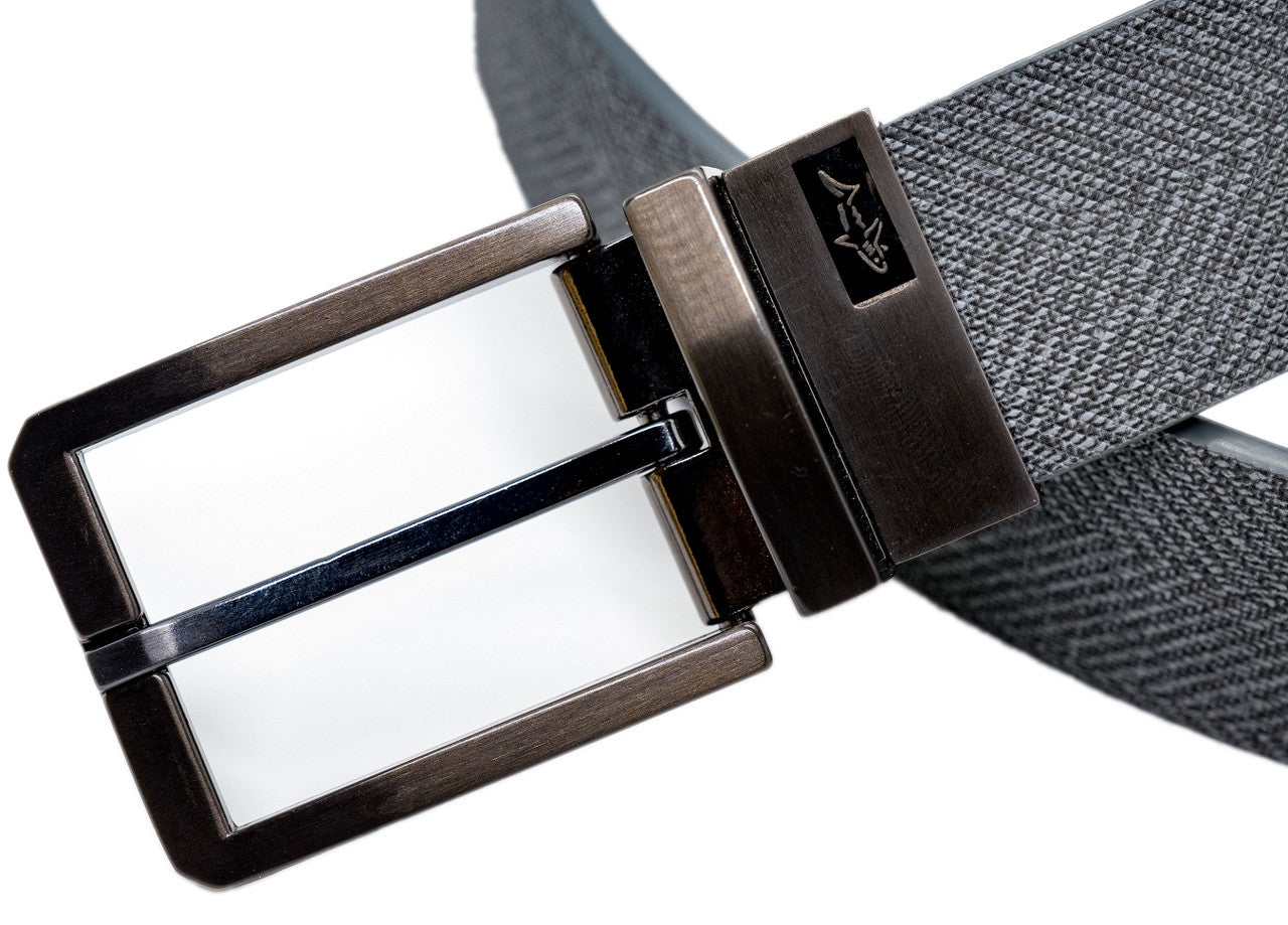 Greg Norman Reversible Tweed to Leather Belt - Gray / Black