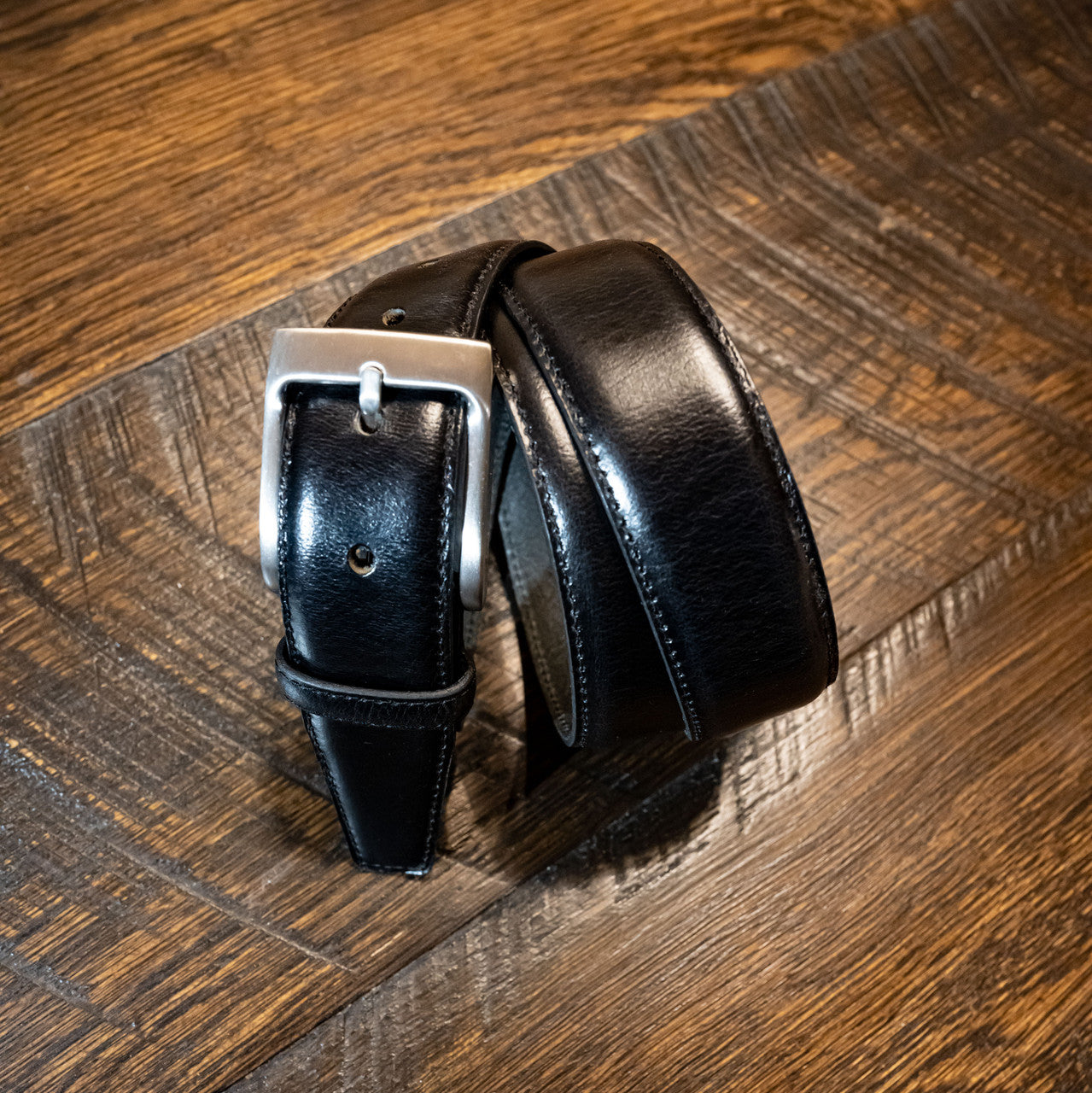 Genuine Buffalo Leather Dress Belt 1-3/8" (35mm) - Black