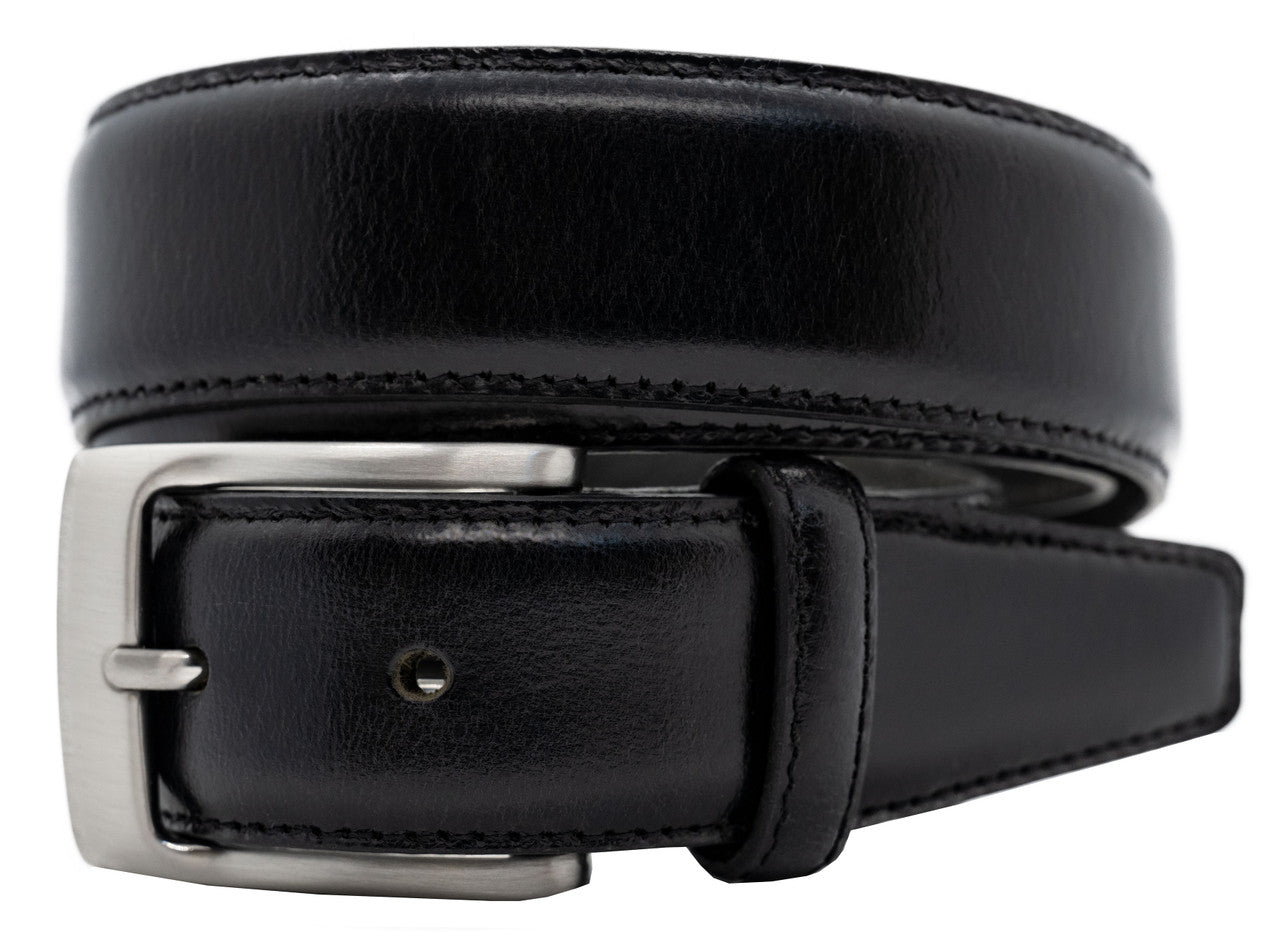 Genuine Buffalo Leather Dress Belt 1-3/8" (35mm) - Black