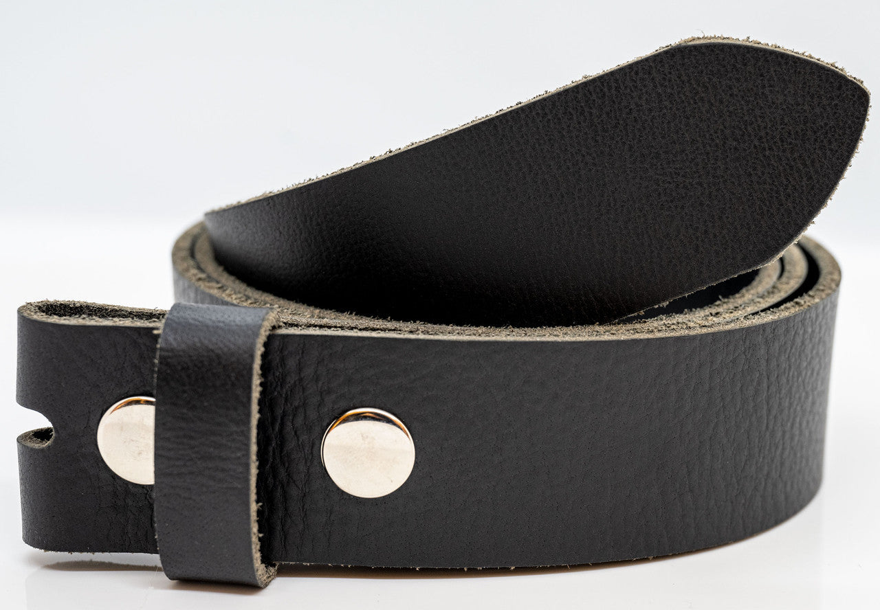 Full Grain Buffalo Leather Milled Belt Strap - Black - TBS5505-001