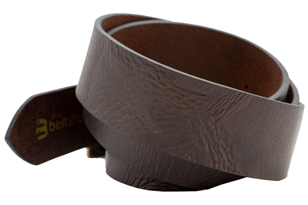 Full Grain "Crumpled" Finish Leather Belt Strap - Brown - TBS5503-200