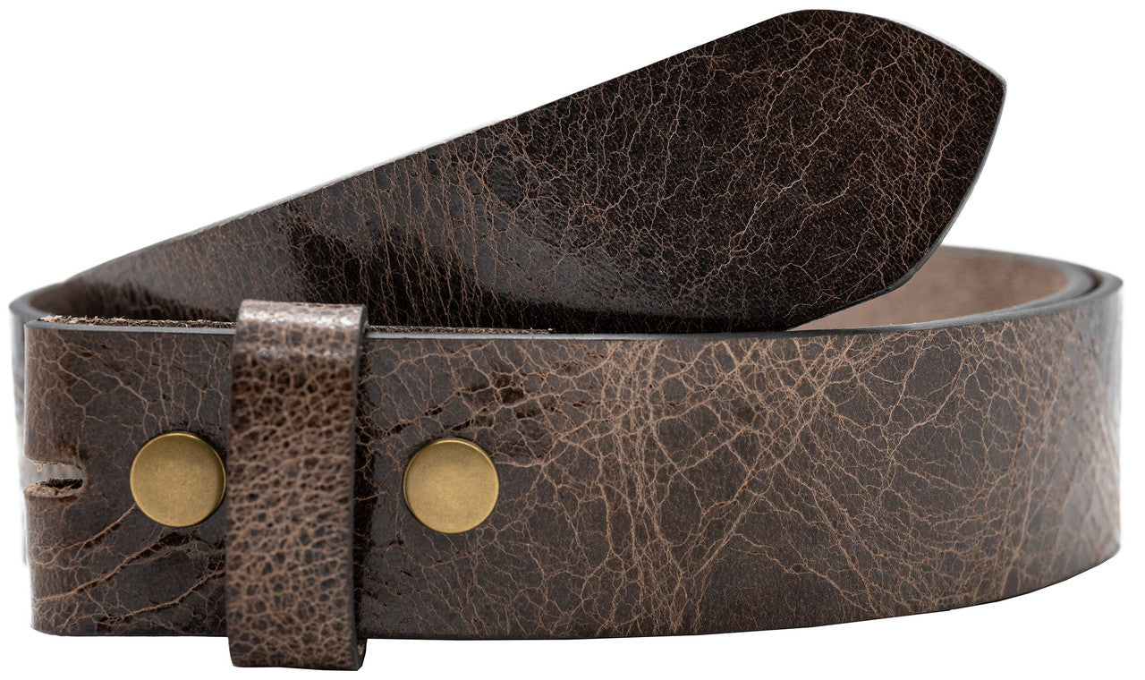 Full Grain Buffalo Leather Crunch Finish Belt Strap  - Brown